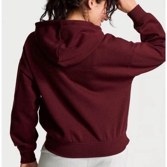 NWT Women’s XL Victoria Secret PINK Ivy Fleece Campus Full Zip Hoodie Wild Rose - Picture 4 of 8